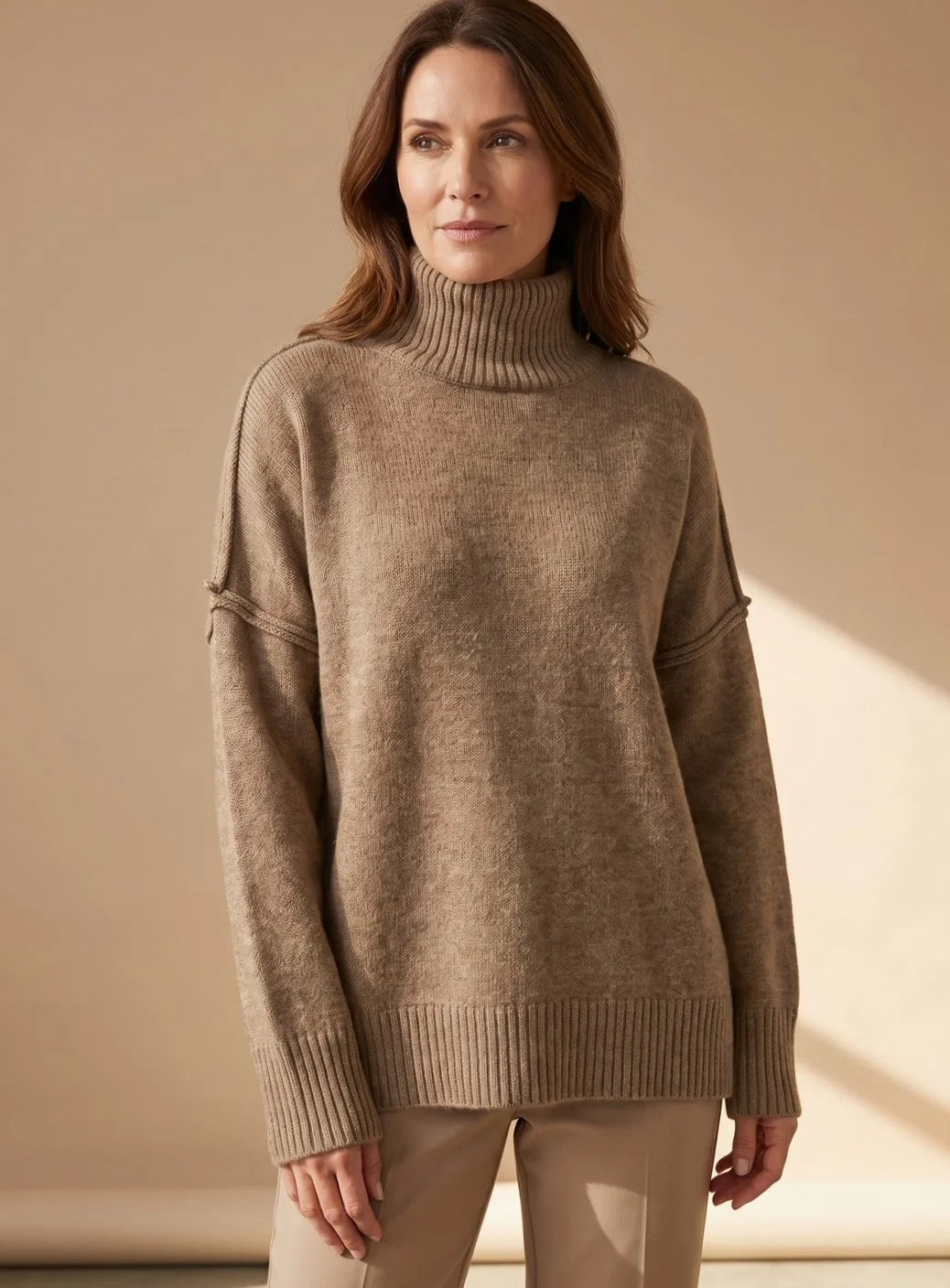 Sophie | Women's Oversized Turtleneck Knit Lounge Set Wide Leg 1