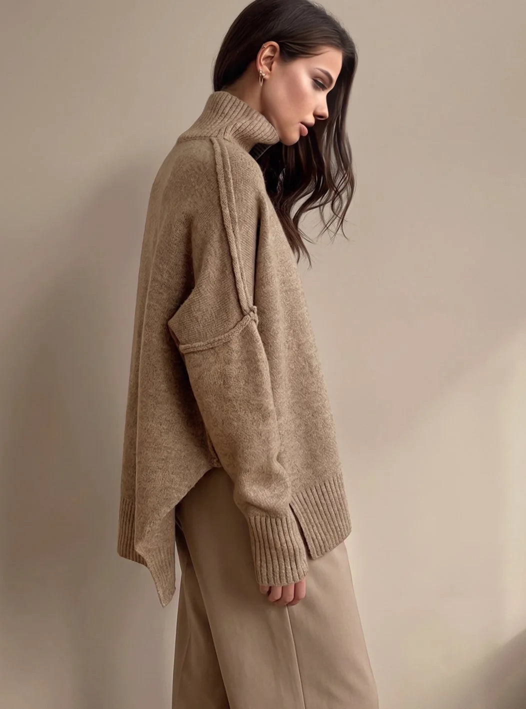 Sophie | Women's Oversized Turtleneck Knit Lounge Set Wide Leg 2
