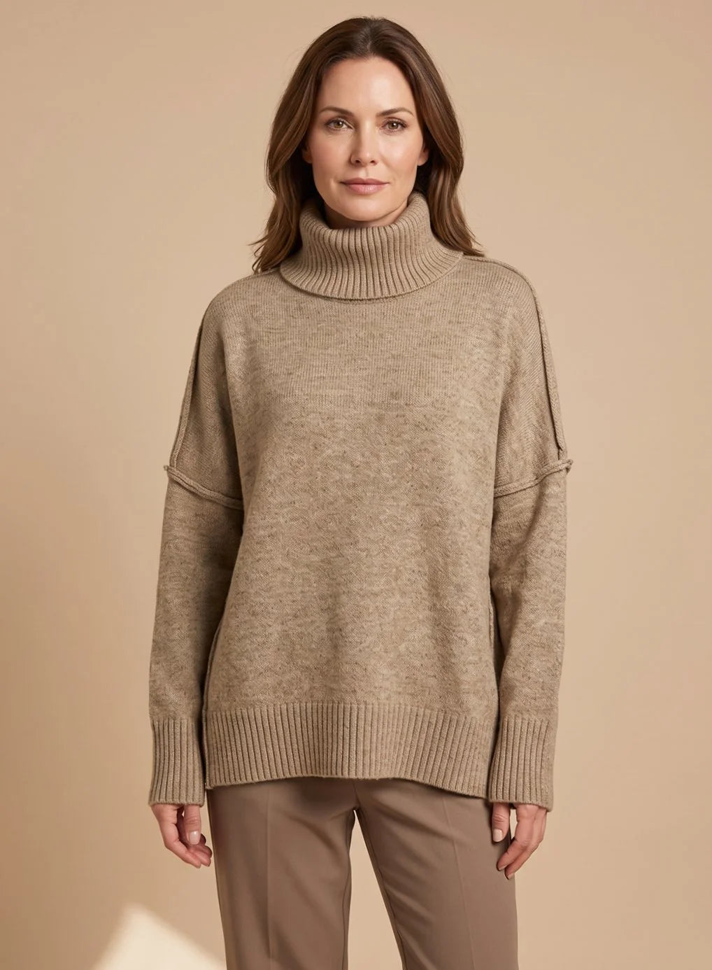 Sophie | Women's Oversized Turtleneck Knit Lounge Set Wide Leg 4