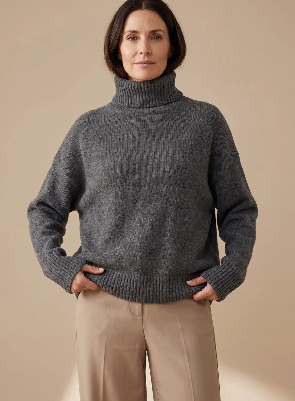 Sophie | Women's Oversized Turtleneck Knit Lounge Set Wide Leg 6