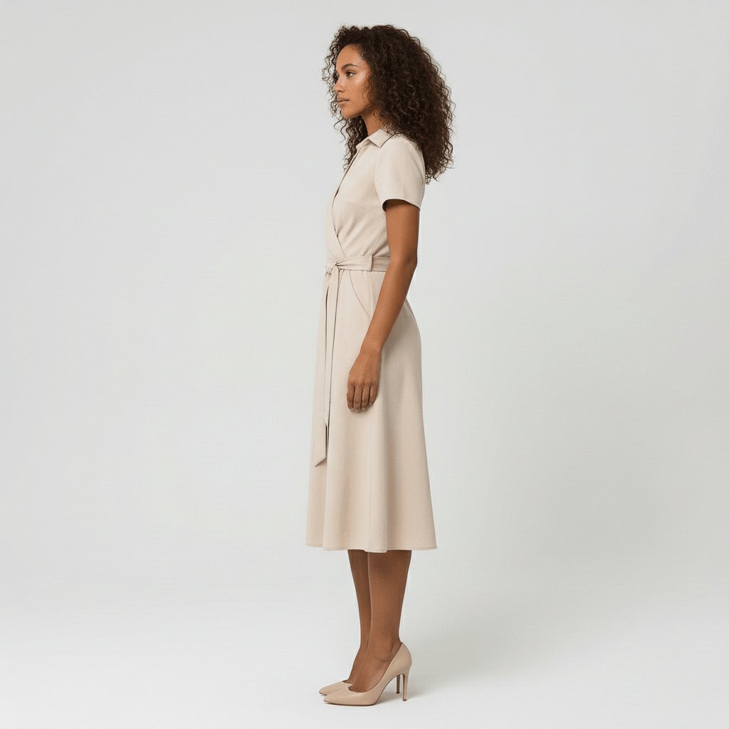 Sophie | Women's wrap midi dress with V-neck, waist belt, and side pockets 8