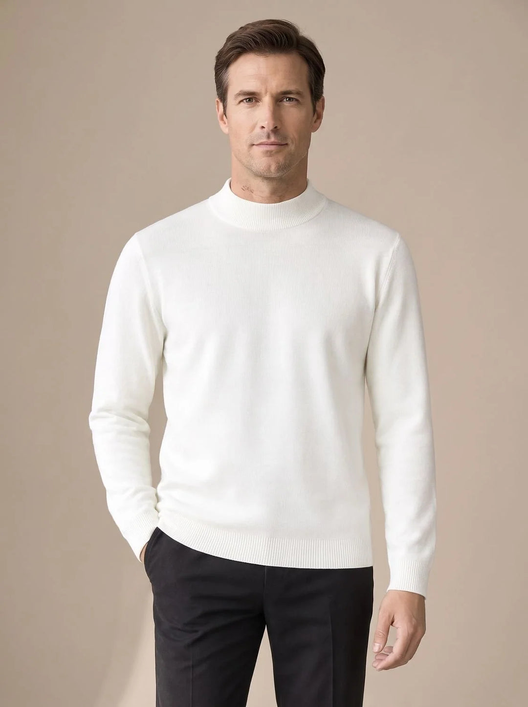 Stefan | Herren Slim-Fit Strickpullover mit Mock-Kragen und Rippbündchen 0