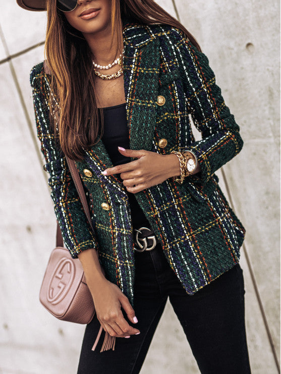 Stylish Tailored Blazer for Women with Classic Check Pattern 1