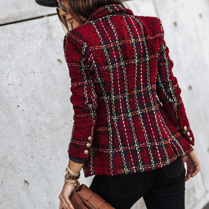 Stylish Tailored Blazer for Women with Classic Check Pattern 5