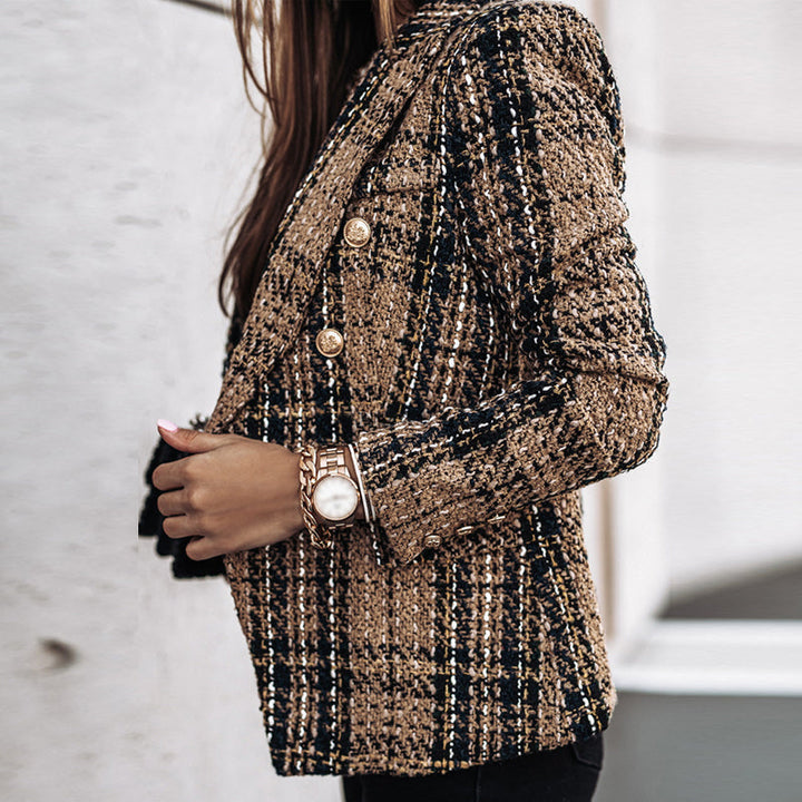 Stylish Tailored Blazer for Women with Classic Check Pattern 6
