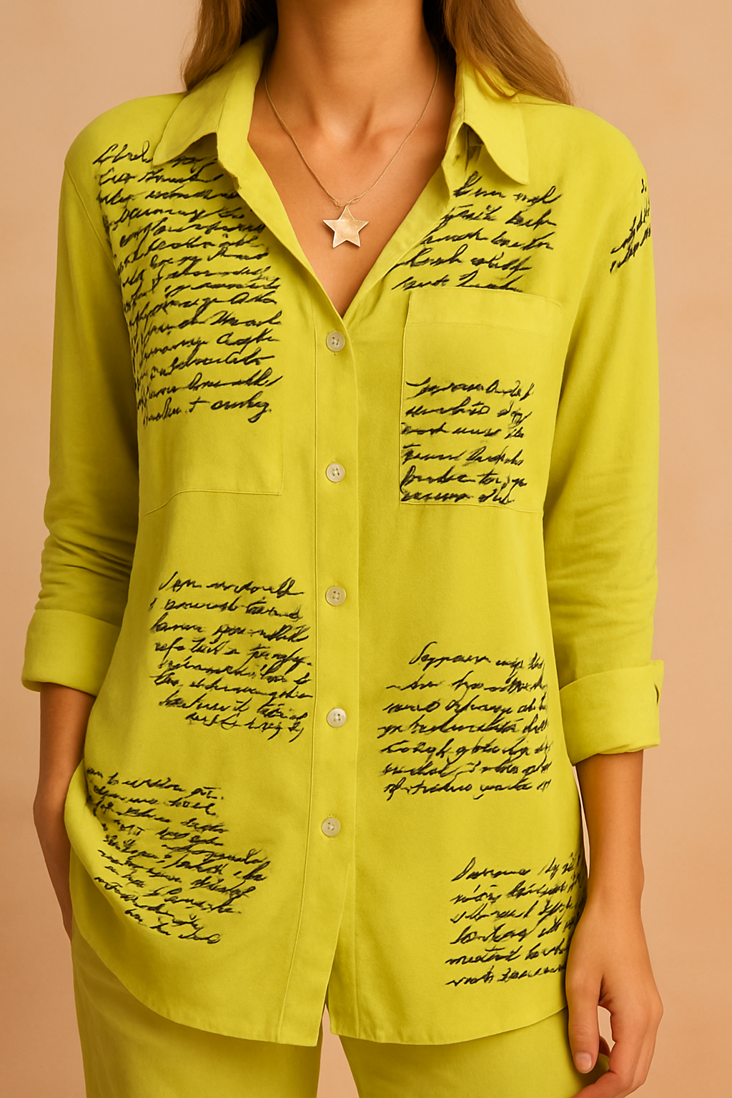 Stylish Women's Blouse with Script Print - Lightweight Summer Tops for Women, Versatile Everyday Wear 1