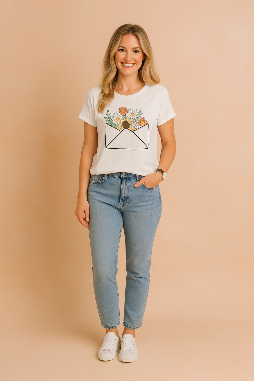 Stylish Women's T-shirt with Delicate Print for Everyday Wear 1
