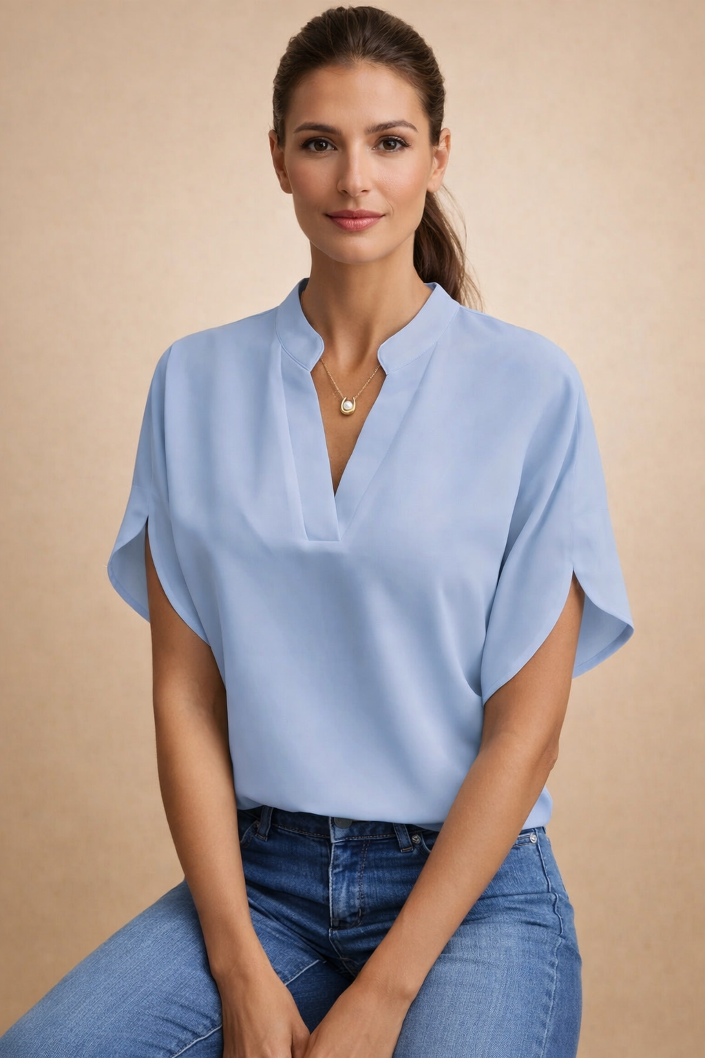 Vintage Style Asymmetrical Tunic Blouse for Women - Elegant and Comfortable 3