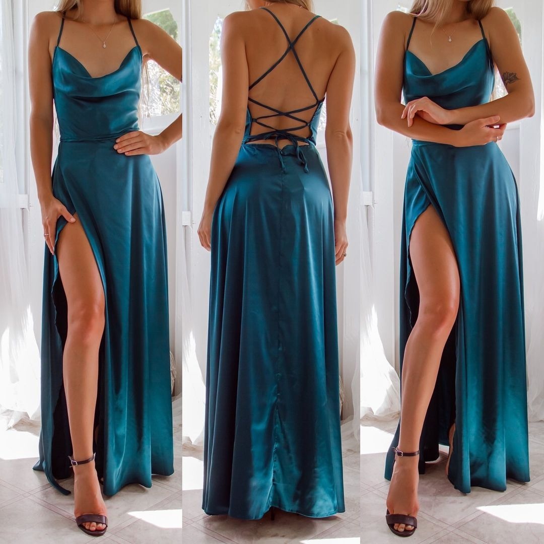 Floral Maxi Dress for Women - Elegant Long Dress with Leg Slit for Summer Events