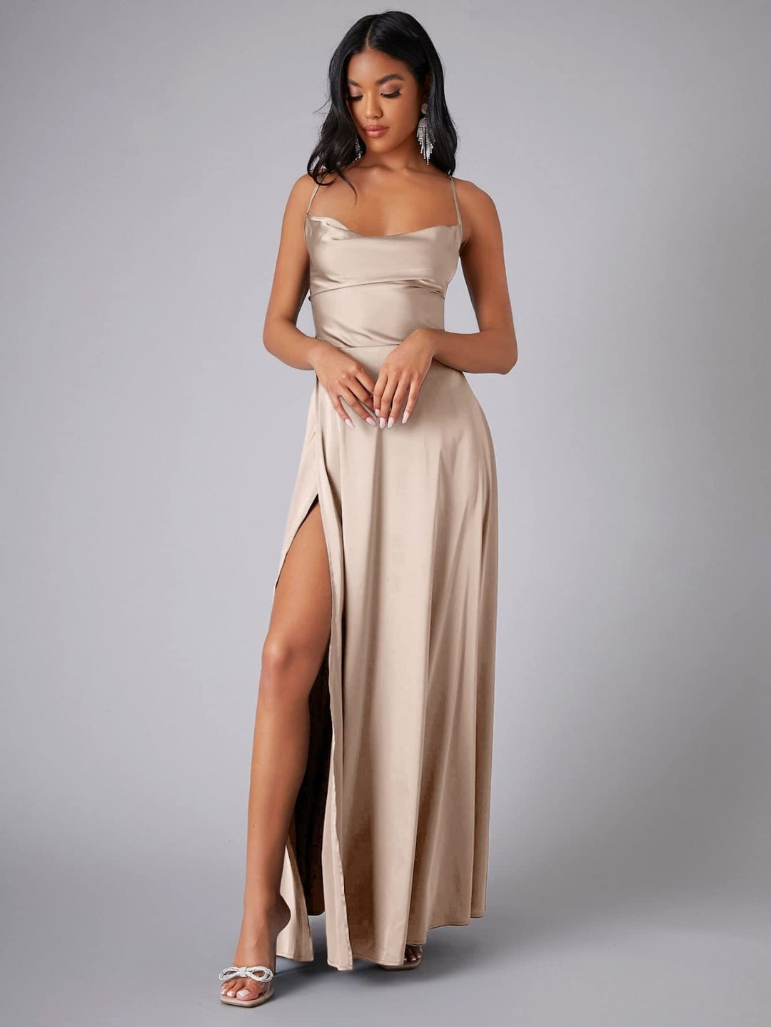 Floral Maxi Dress for Women - Elegant Long Dress with Leg Slit for Summer Events