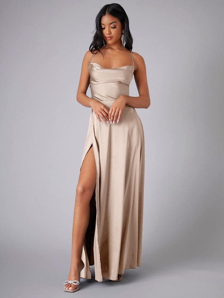 Floral Maxi Dress for Women - Elegant Long Dress with Leg Slit for Summer Events