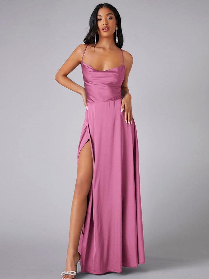 Floral Maxi Dress for Women - Elegant Long Dress with Leg Slit for Summer Events