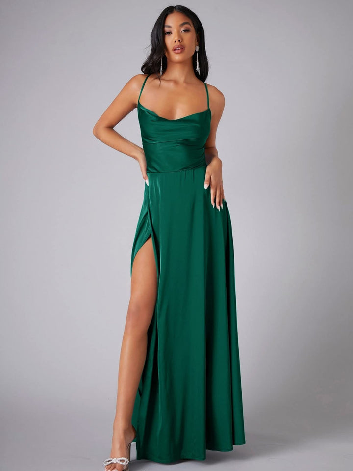 Floral Maxi Dress for Women - Elegant Long Dress with Leg Slit for Summer Events