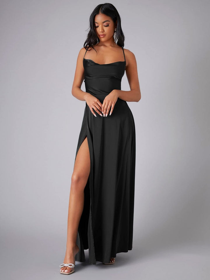 Floral Maxi Dress for Women - Elegant Long Dress with Leg Slit for Summer Events