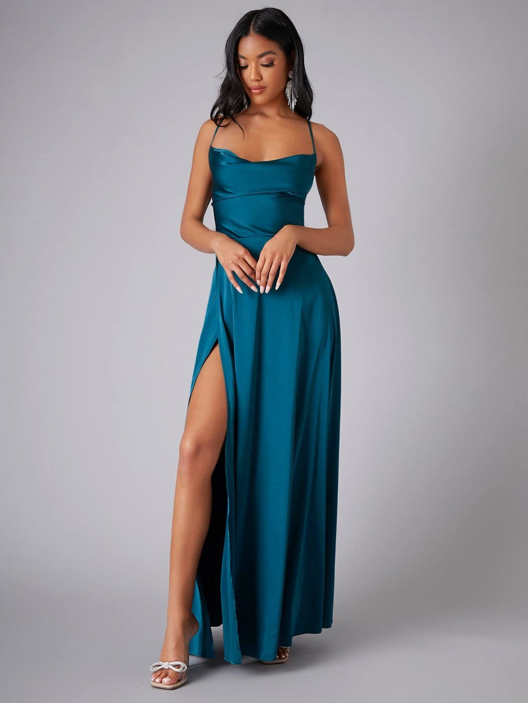 Floral Maxi Dress for Women - Elegant Long Dress with Leg Slit for Summer Events