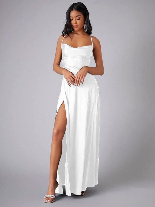 Floral Maxi Dress for Women - Elegant Long Dress with Leg Slit for Summer Events