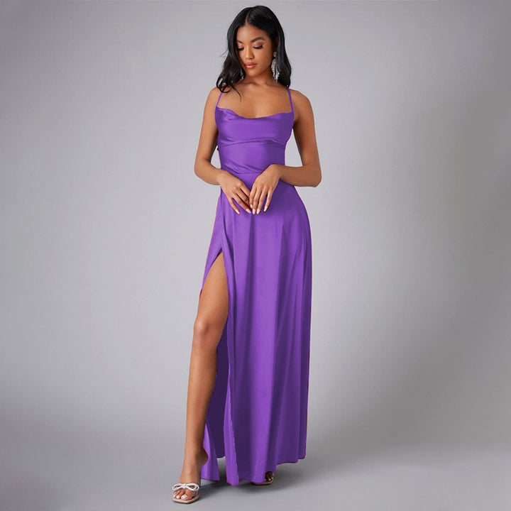 Floral Maxi Dress for Women - Elegant Long Dress with Leg Slit for Summer Events