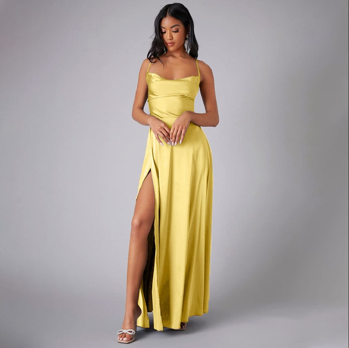 Floral Maxi Dress for Women - Elegant Long Dress with Leg Slit for Summer Events