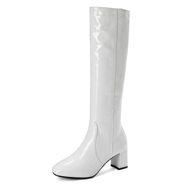 Orthopedic Retro Patent Leather Boots with Arch Support for Women