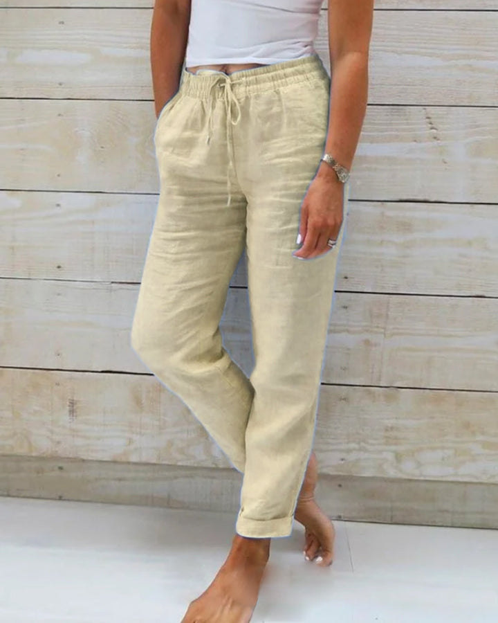 Women's Casual Straight Leg Pants with Elastic Waist and Drawstring 5