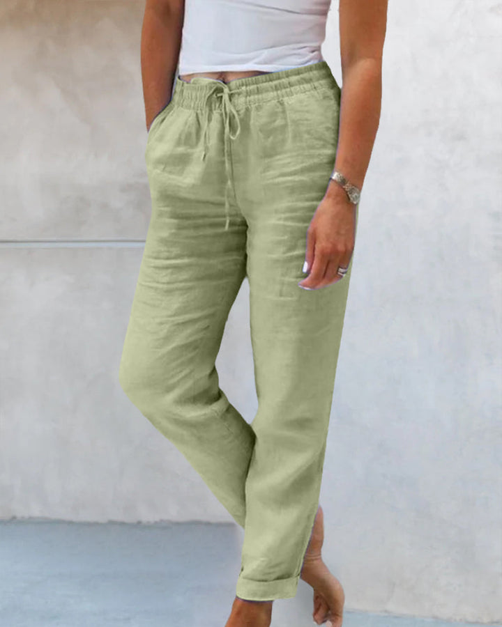 Women's Casual Straight Leg Pants with Elastic Waist and Drawstring 6