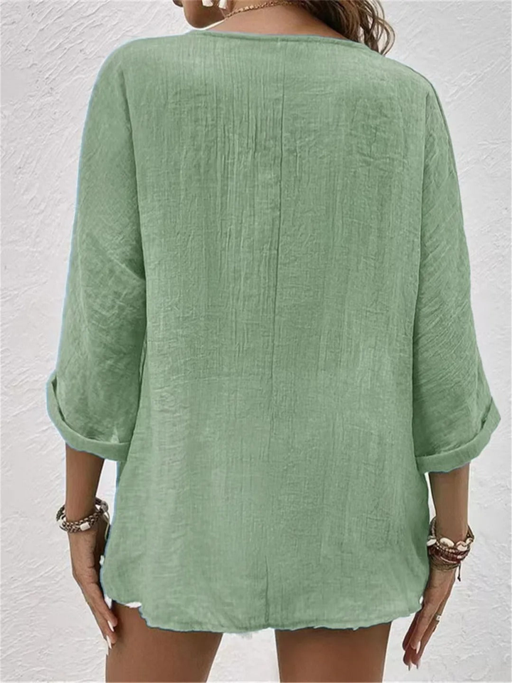 Women's Casual V-Neck Button-Front Top for Effortless Summer Style 1