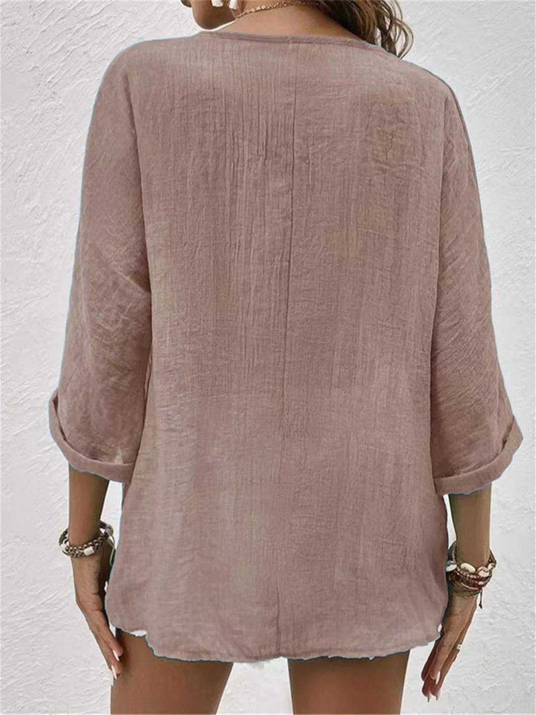 Women's Casual V-Neck Button-Front Top for Effortless Summer Style 7
