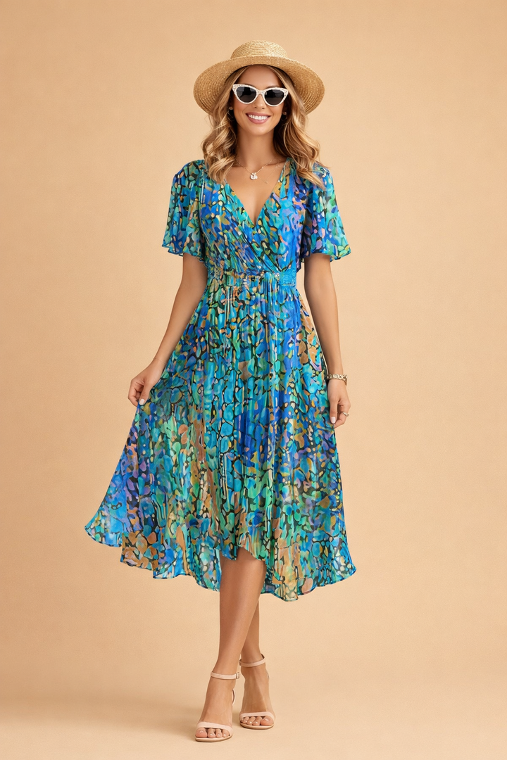 Women's Elegant Blue Midi Dress - Stylish Summer Dresses for Formal Occasions 1