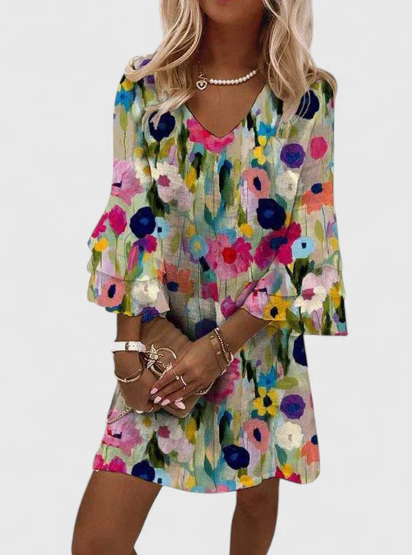 Women's Floral Mini Dress - Chic V-Neck Summer Dresses for Effortless Style 0