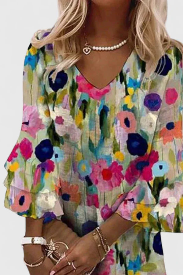 Women's Floral Mini Dress - Chic V-Neck Summer Dresses for Effortless Style 2