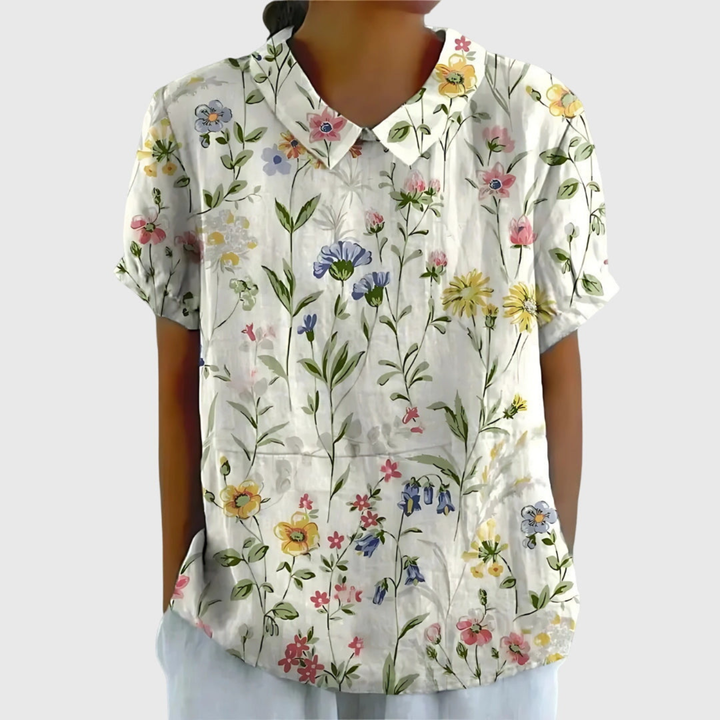 Women's Floral Print Blouse - Short Sleeve Summer Tops for Women, Airy and Breathable Design 0