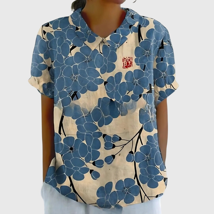Women's Floral Print Blouse - Short Sleeve Summer Tops for Women, Airy and Breathable Design 10