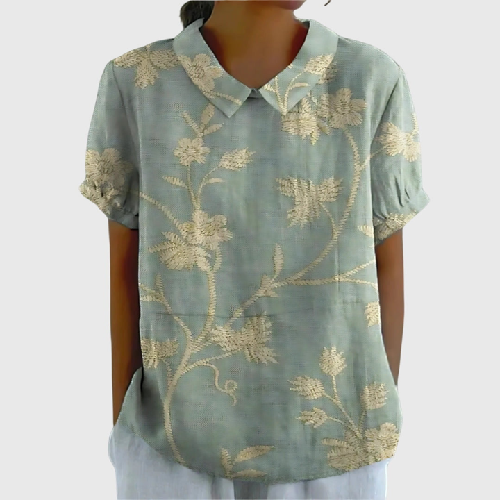 Women's Floral Print Blouse - Short Sleeve Summer Tops for Women, Airy and Breathable Design 11