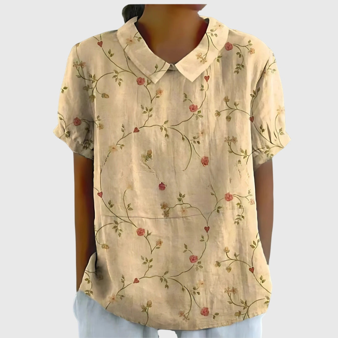 Women's Floral Print Blouse - Short Sleeve Summer Tops for Women, Airy and Breathable Design 12