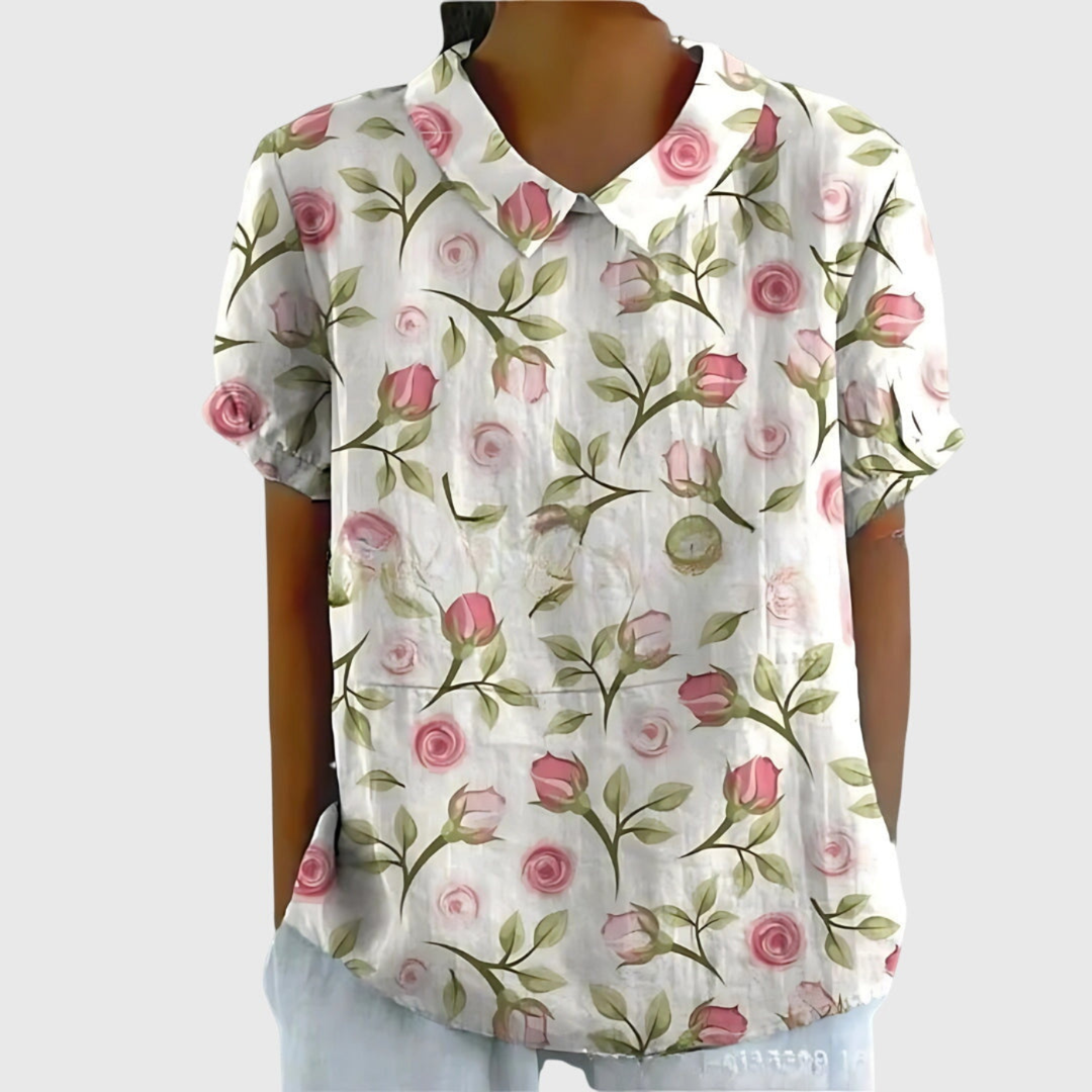 Women's Floral Print Blouse - Short Sleeve Summer Tops for Women, Airy and Breathable Design 2