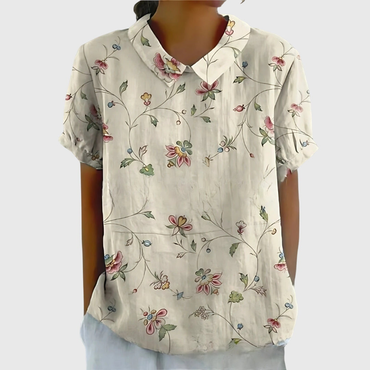Women's Floral Print Blouse - Short Sleeve Summer Tops for Women, Airy and Breathable Design 3
