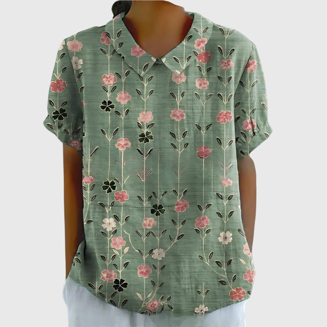 Women's Floral Print Blouse - Short Sleeve Summer Tops for Women, Airy and Breathable Design 7