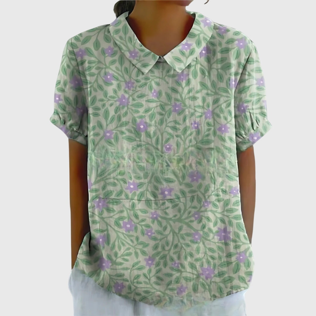 Women's Floral Print Blouse - Short Sleeve Summer Tops for Women, Airy and Breathable Design 8
