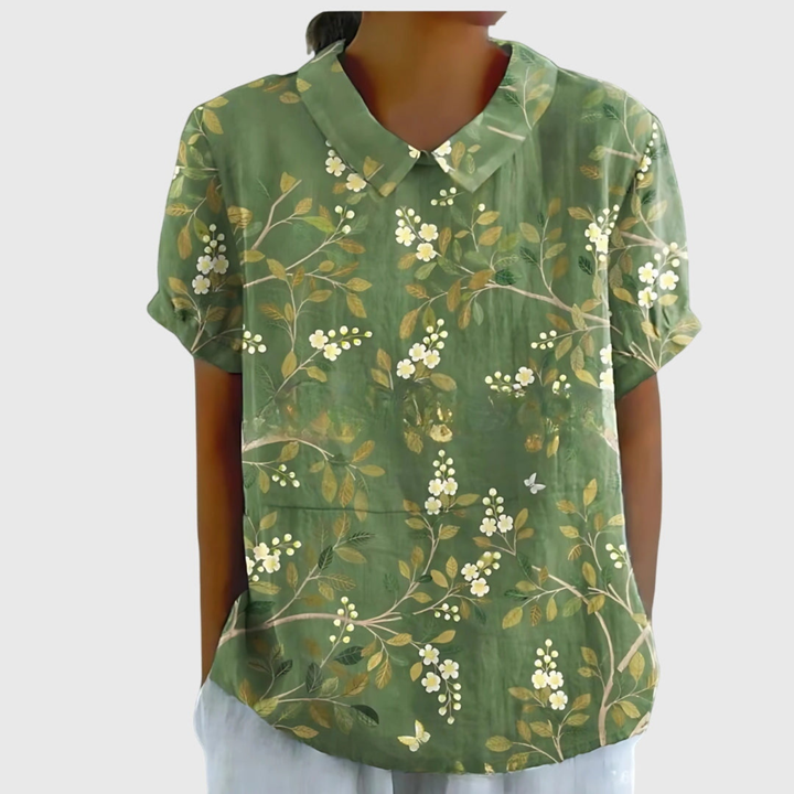 Women's Floral Print Blouse - Short Sleeve Summer Tops for Women, Airy and Breathable Design 9