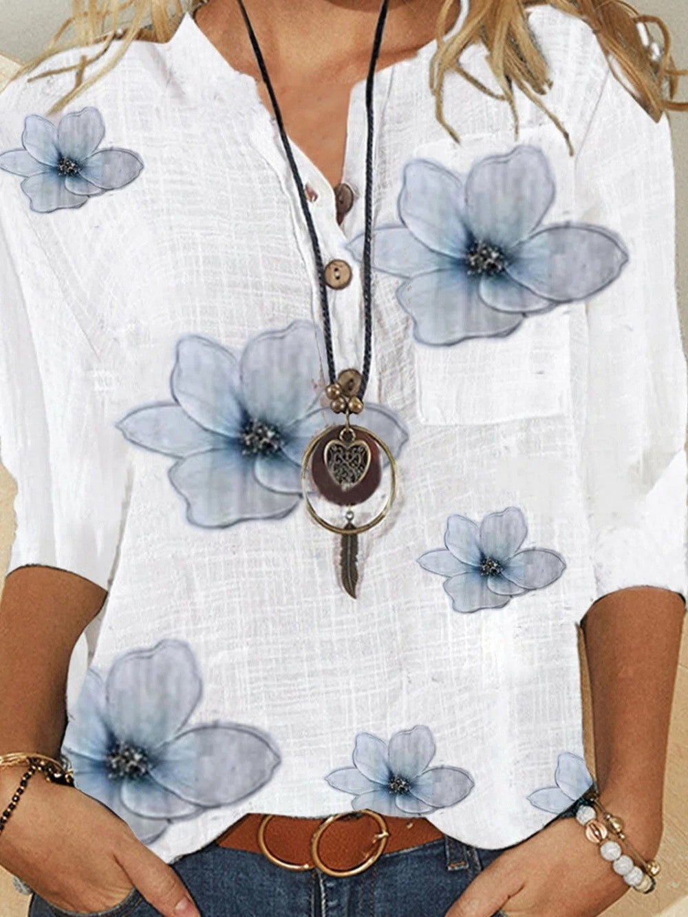 Women's Floral Print Button-Front Casual Blouse for Everyday Elegance 1