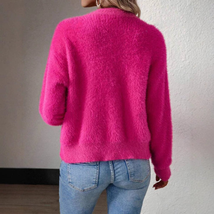 Women's Fluffy V-Neck Cardigan Sweater - Cozy White Cardigan for Effortless Style and Comfort 5