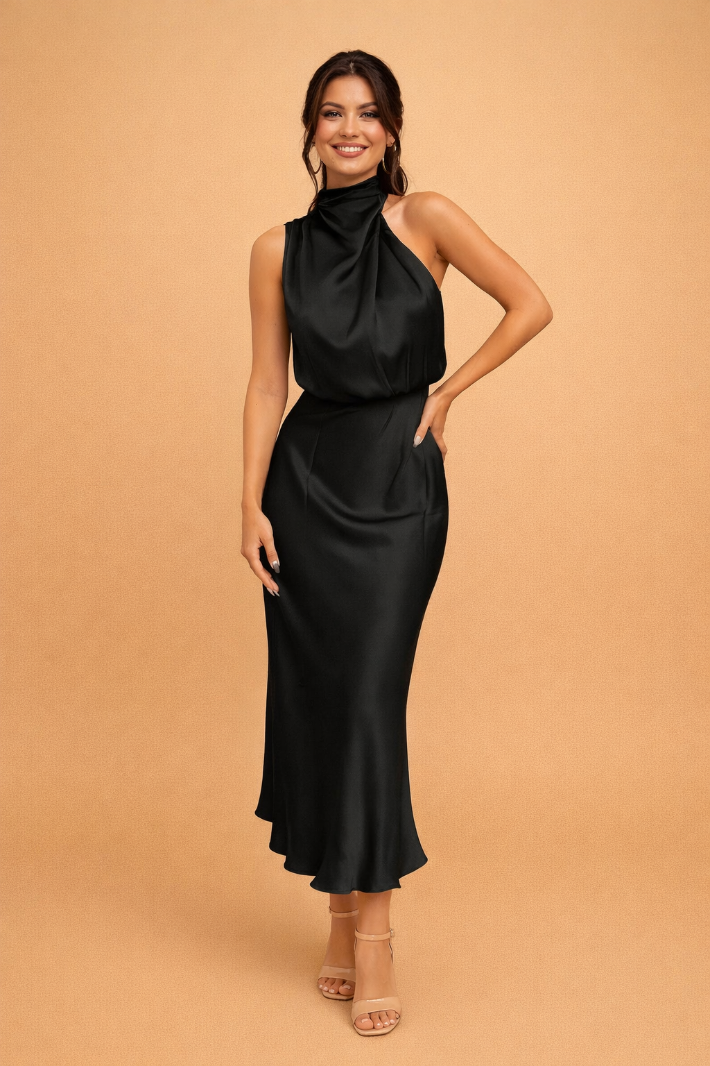Women's Formal Midi Dress - Elegant Asymmetrical Cocktail Dress for Special Occasions 0