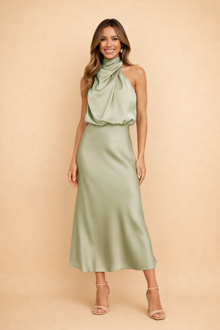 Women's Formal Midi Dress - Elegant Asymmetrical Cocktail Dress for Special Occasions 2