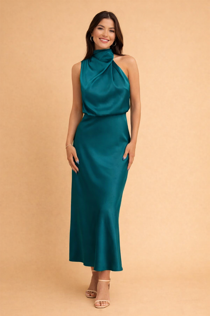 Women's Formal Midi Dress - Elegant Asymmetrical Cocktail Dress for Special Occasions 4