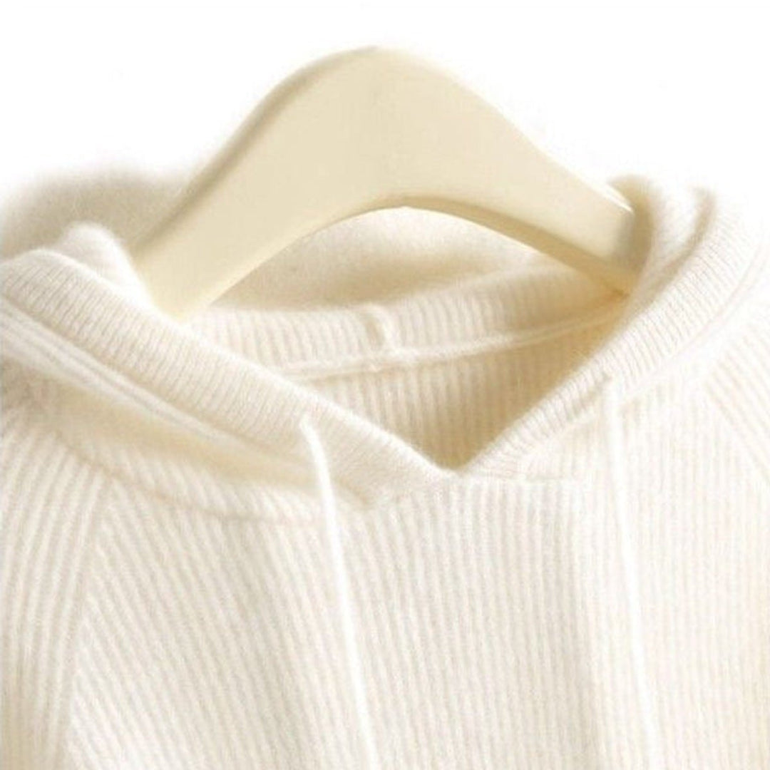 Women's Hooded Knit Jumper Drawstring Pullover Lightweight Casual Sweater 2