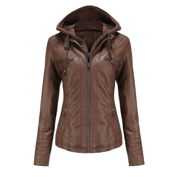 Women's Leather Jacket with Removable Hood – Stylish Biker Jacket for Summer and Autumn 5