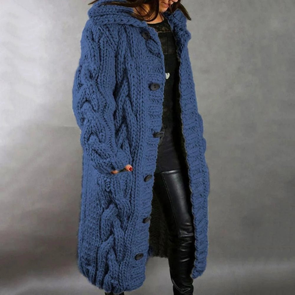 Women's Long Cardigan Sweater - Warm Knitted Layering Cardigan for Cozy Winter Style 0