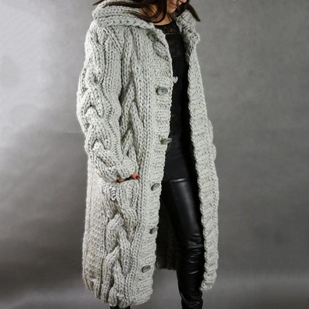 Women's Long Cardigan Sweater - Warm Knitted Layering Cardigan for Cozy Winter Style 1