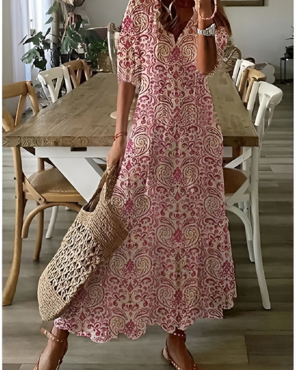 Women's Maxi Dress with Tassel Tie Front - Boho Style for Summer 4