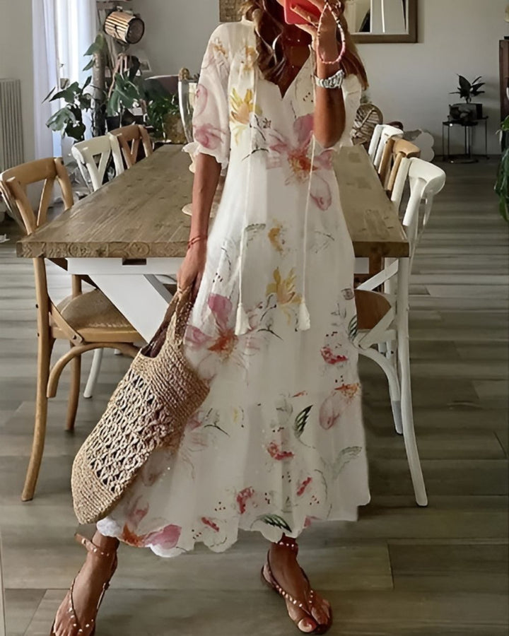 Women's Maxi Dress with Tassel Tie Front - Boho Style for Summer 5